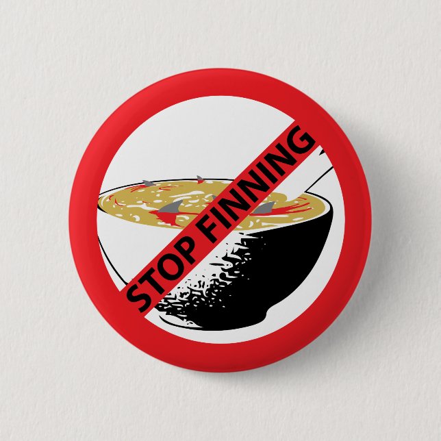 STOP FINNING SHARKS 2 INCH ROUND BUTTON (Front)