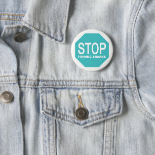 Stop Finning Sharks Sign 2 Inch Round Button
