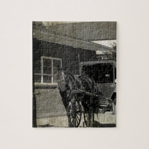 Stop for A Spell, Amish Horse at Stop Sign Jigsaw Puzzle