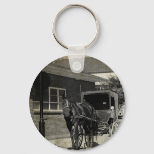 Stop for A Spell, Amish Horse at Stop Sign Keychain