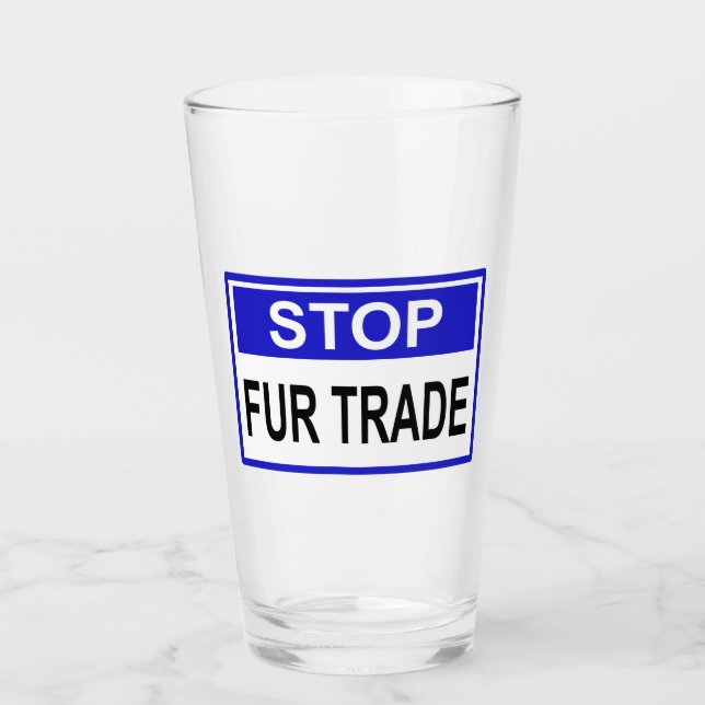 Stop Fur Trade Blue sign Glass (Front)