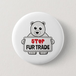 Stop Fur Trade Sad Polar Bear 2 Inch Round Button
