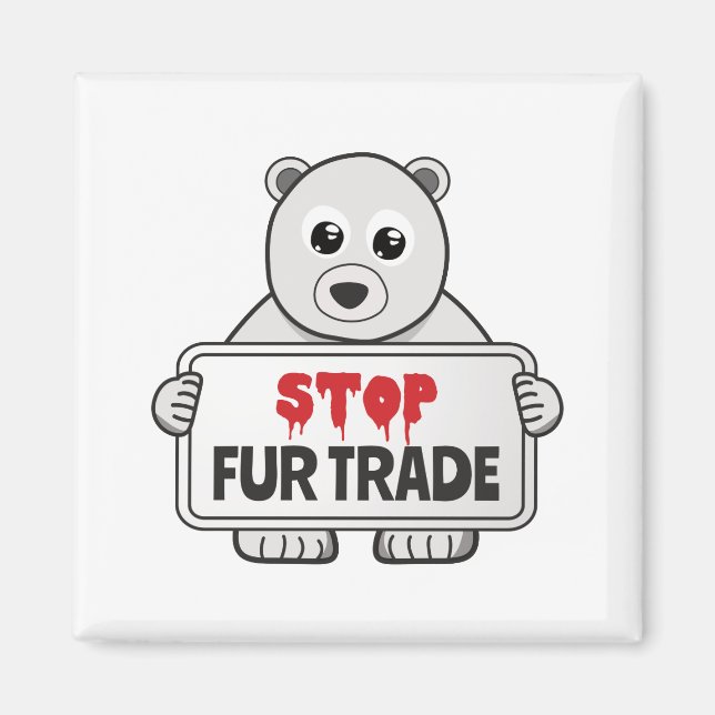 Stop Fur Trade Sad Polar Bear Magnet (Front)