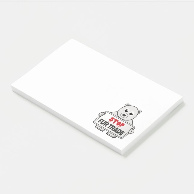 Stop Fur Trade Sad Polar Bear Post-it Notes (Angled)