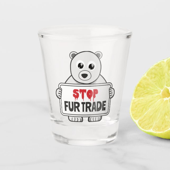 Stop Fur Trade Sad Polar Bear Shot Glass (Front)