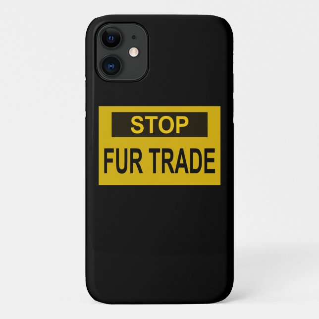Stop Fur Trade Sign yellow Case-Mate iPhone Case (Back)