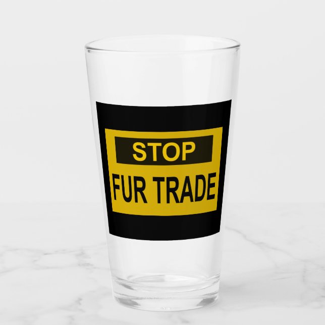 Stop Fur Trade Sign yellow Glass (Front)