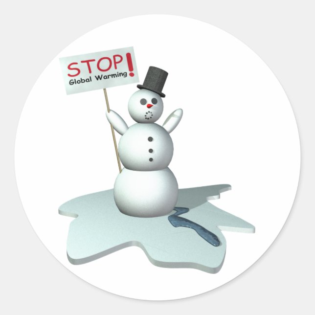 stop global warming classic round sticker (Front)