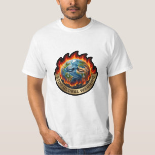 Stop Global Warming Crying Earth Flame Environment T-Shirt