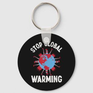 Stop Global Warming Environmental Protection Acces Keychain