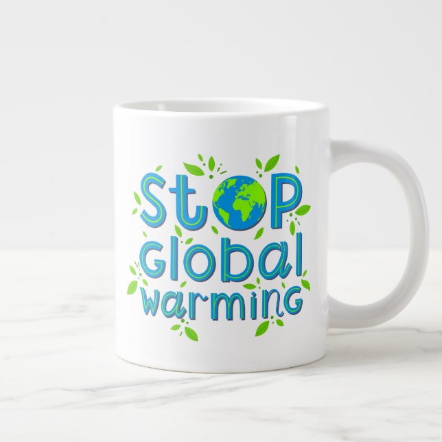 Stop Global Warming Large Coffee Mug (Right)