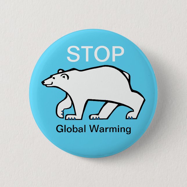 Stop global warming - Polar BEAR- Arctic- Ice blue 2 Inch Round Button (Front)