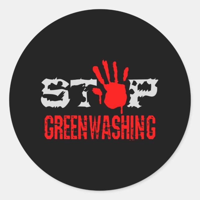 Stop Greenwashing Classic Round Sticker (Front)