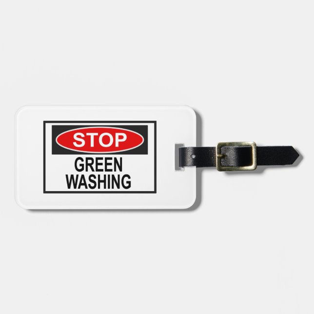 Stop Greenwashing Sign (1) Luggage Tag (Front Horizontal)