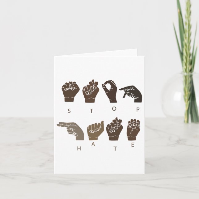 Stop Hate Asl Sign Language Black Lives Problem Bl Card (Front)