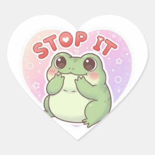 Stop It Frog Sticker Cute Shy Blushing Frog Romant