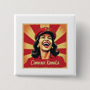 Stop Kamunism Harris Walz 2024 Comrade Kamala 2 Inch Square Button