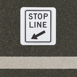 Stop Line Road Sign Square Sticker