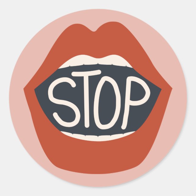 Stop Lips Classic Round Sticker (Front)