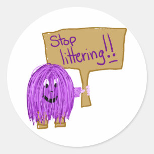 stop littering classic round sticker