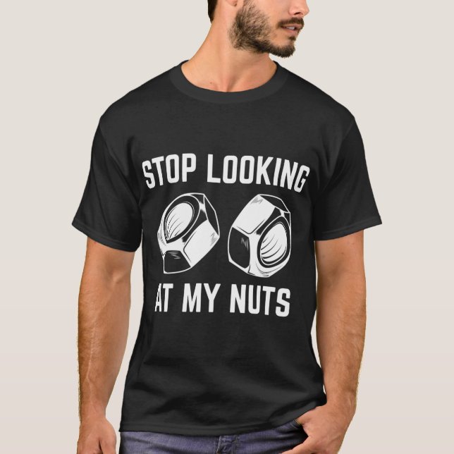 Stop Looking At My Nuts boy T-Shirt (Front)