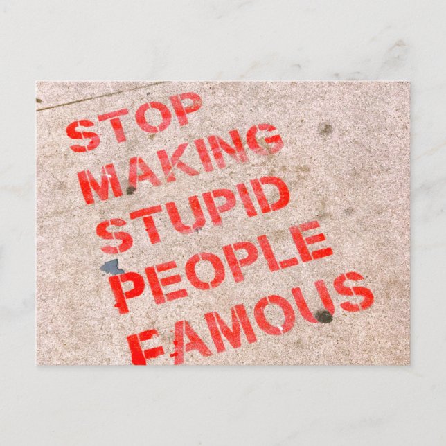 Stop Making Stupid People Famous - Funny humour Postcard (Front)