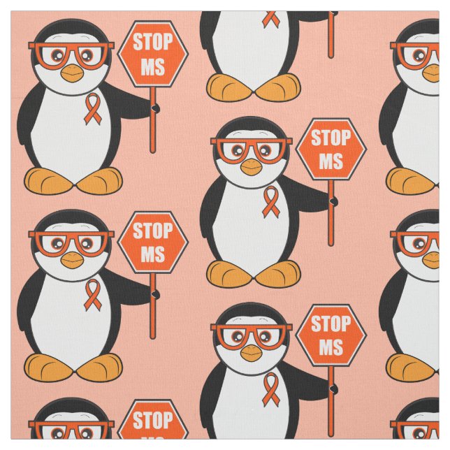 Stop Multiple Sclerosis: Penguin with a Sign Fabric (Swatch)