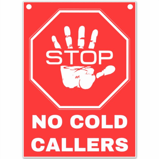 Stop No Cold Callers Sign - Red (Front)