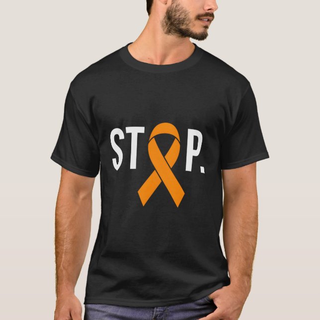 Stop Orange Ribbon Gun Violence Awareness T-Shirt (Front)