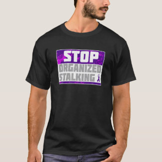 Stop Organized Stalking Online Indigo Ribbon Tshir T-Shirt