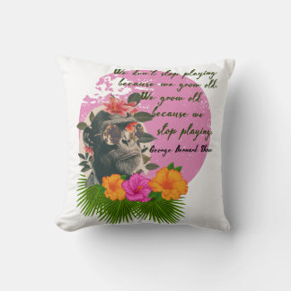 "Stop Playing..." Quote by George Bernard Shaw Throw Pillow