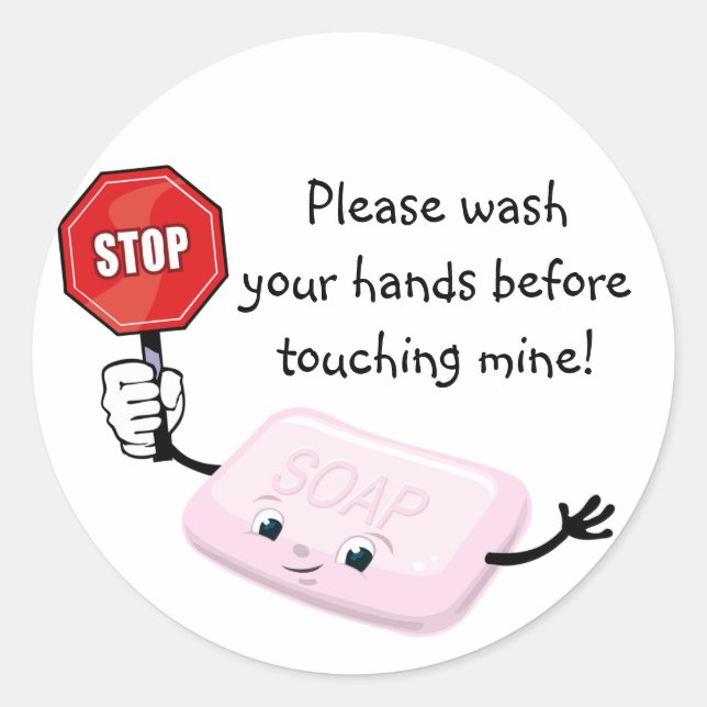 Stop Please Wash Hands Sticker (Front)