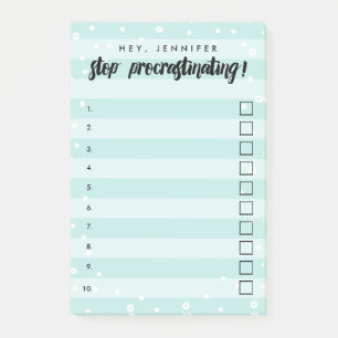 Stop Procrastinating - Mint - Checkbox To Do List Post-it Notes