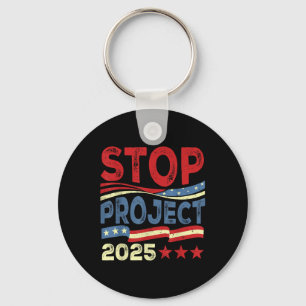 Stop Project 2025 Anti Trump Usa Flag Political Keychain