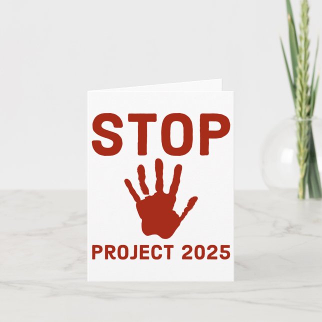 Stop Project 2025 Horror Design With Handprint Act Card (Front)