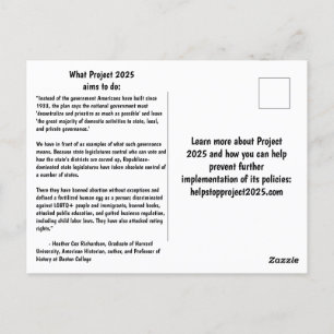 Stop Project 2025 Postcard