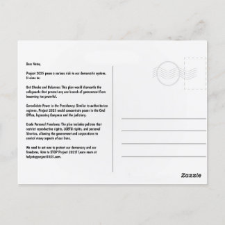 Stop Project 2025 Postcard