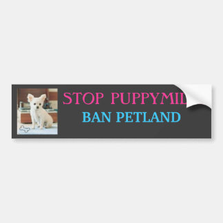 STOP PUPPYMILLS, BAN PETLAND BUMPER STICKER