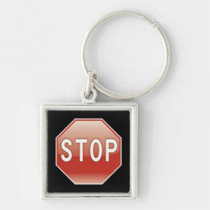 Stop Road Signs Keychain