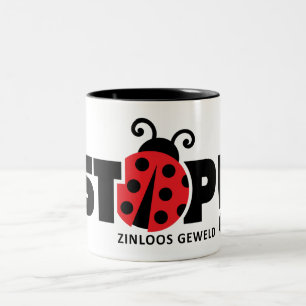 Stop senseless violence, domestic violence. Two-Tone coffee mug