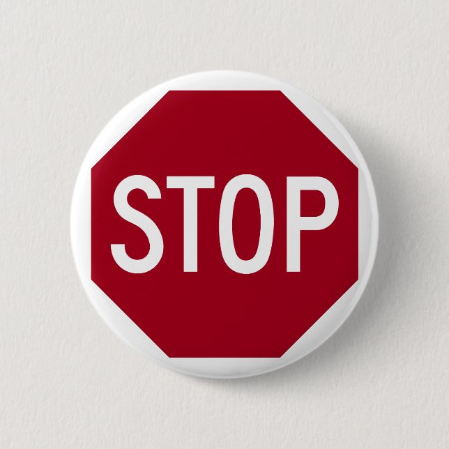 Stop Sign 2 Inch Round Button (Front)