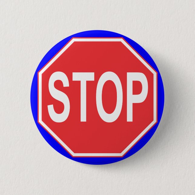 STOP SIGN 2 INCH ROUND BUTTON (Front)