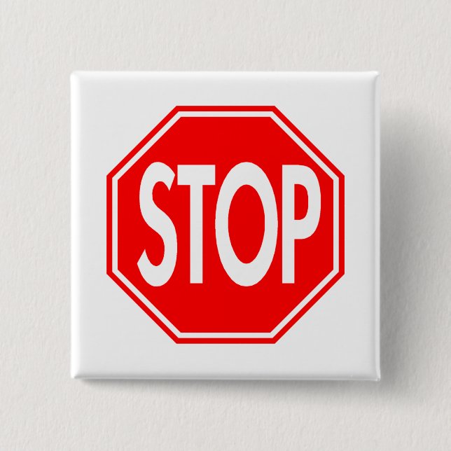 Stop Sign 2 Inch Square Button (Front)