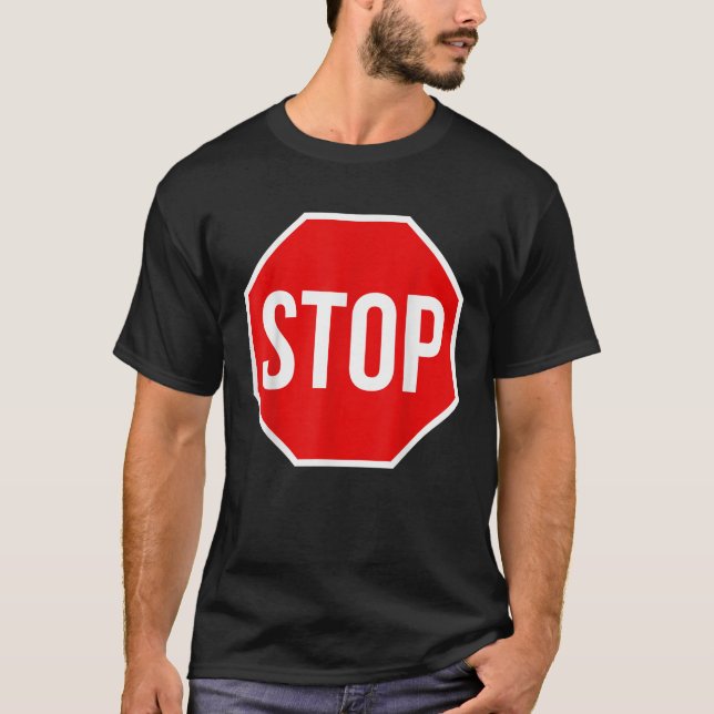 Stop Sign Adult Men Women Kids Stop Sign Costume  T-Shirt (Front)