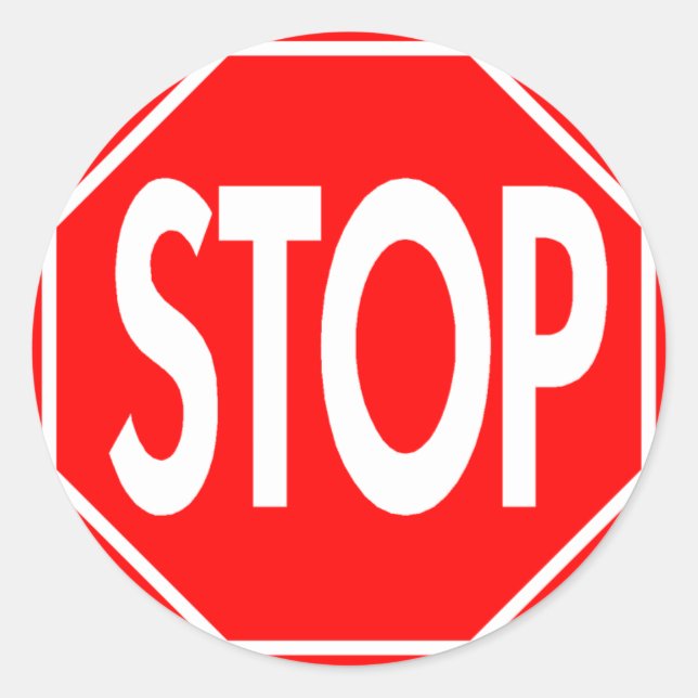 Stop Sign Classic Round Sticker (Front)