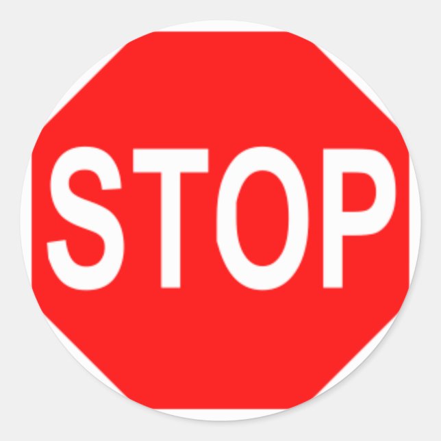 Stop Sign Classic Round Sticker (Front)