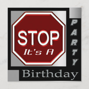 Stop Sign Customized Birthday Party Invitations