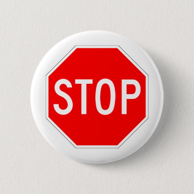 Stop Sign - Highway Hexagon 2 Inch Round Button (Front)