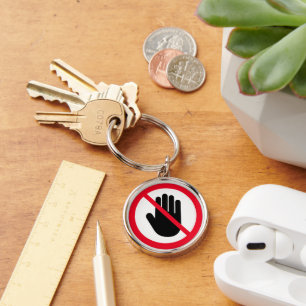 Stop Sign No Entry Prohibited Sign Keychain