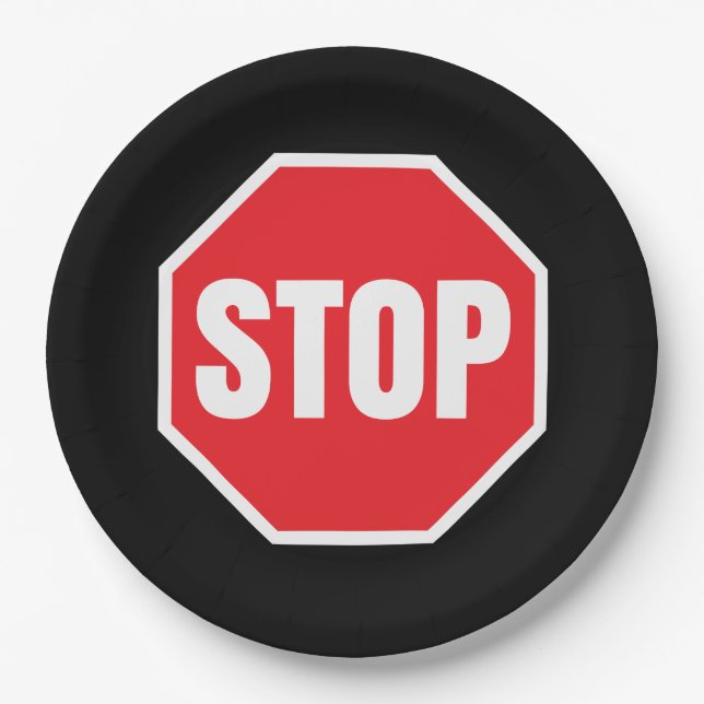 stop  sign paper plate (Front)